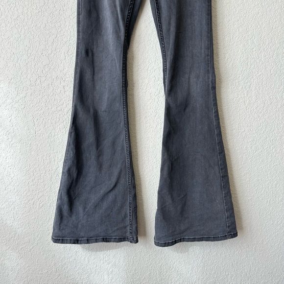 FREE PEOPLE Penny Pull On Flare Jeans in Washed Black - Picture 4 of 13
